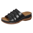 thumbnail image 5 of Slides for Women Low Wedge Orthopedic Sandals Open Toe Fashion Stitching Slip on Slippers Summer Casual Outdoor Walking Shoes Black Size 9.5, 5 of 5