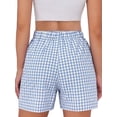 thumbnail image 6 of Fantaslook Plaid Shorts for Women Button Gingham Cotton Shorts Summer Lounge Boxers Beach Shorts with Pocket, 6 of 10