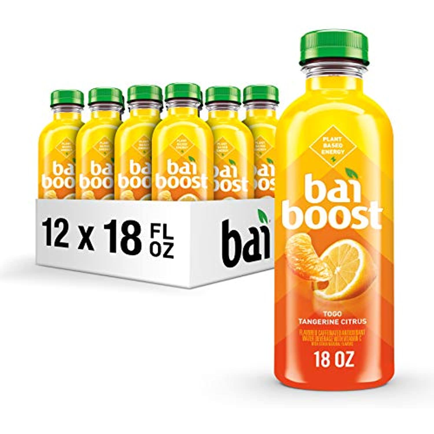 Bai Boost Togo Tangerine Citrus, Antioxidant Infused Beverage, 18 Fl Oz Bottle (Pack Of 12
