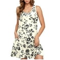 thumbnail image 2 of UPPADA Women Summer Casual Sleeveless Midi Dress Floral Print Pleated Tank Dresses Crewneck Loose Fit Boho Sundress Flare Tank Dress with Pockets's Multicolor,M, 2 of 5