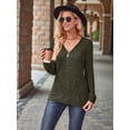 thumbnail image 5 of Women Half Zip Collar Loose Pullover Ribbed Knit Casual Shirts Solid Color Long Sleeve Comfy Warm Blouses  Green M, 5 of 7