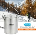 thumbnail image 5 of Tomshoo 750ml Stainless Steel Pot Portable Water Mug Cup with Lid and Foldable Handle Outdoor Camping Cooking Picnic, 5 of 6