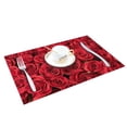 thumbnail image 3 of Red Rose Flower Bouquet Plant Kitchen Placemat Set Coaster Dining Table Mats Cotton Linen Pad Bowl Cup Mat Home Decor, 3 of 5