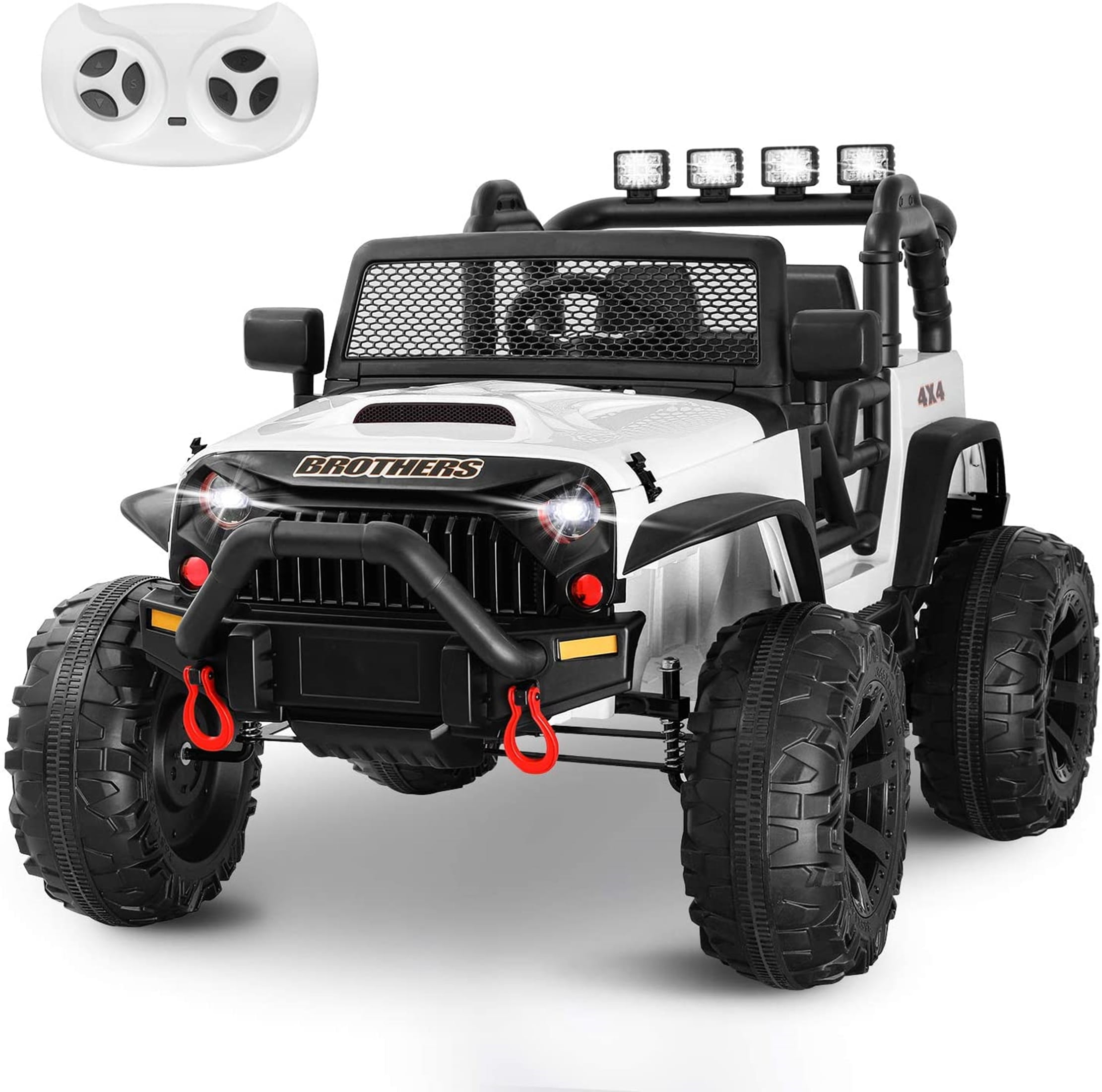HOMFY Kids Ride on Truck Toy 12V Electric Vehicles Motorized Toddler Realistic Off-Road UTV Car with 2.4G Parental Remote Control Orange LED Light MP3/Bluetooth Player 