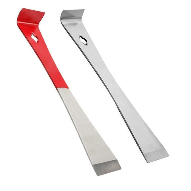 2PCS Pry Bar Scraper Nail Puller Stainless Steel Flat Crowbar Angled Edge Pry Bar for Pulling and Sc