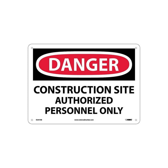 National Marker Construction Site Authorized Personnel Only 10X14 .040 Aluminum Danger Sign D247AB