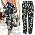 thumbnail image 2 of Bibifish Womens Jogger Pants Floral Print Elastic Waist Casual Ladies Trousers Fall Winter Cozy Soft Graphic Ladies Bottoms With Pockets, 2 of 6