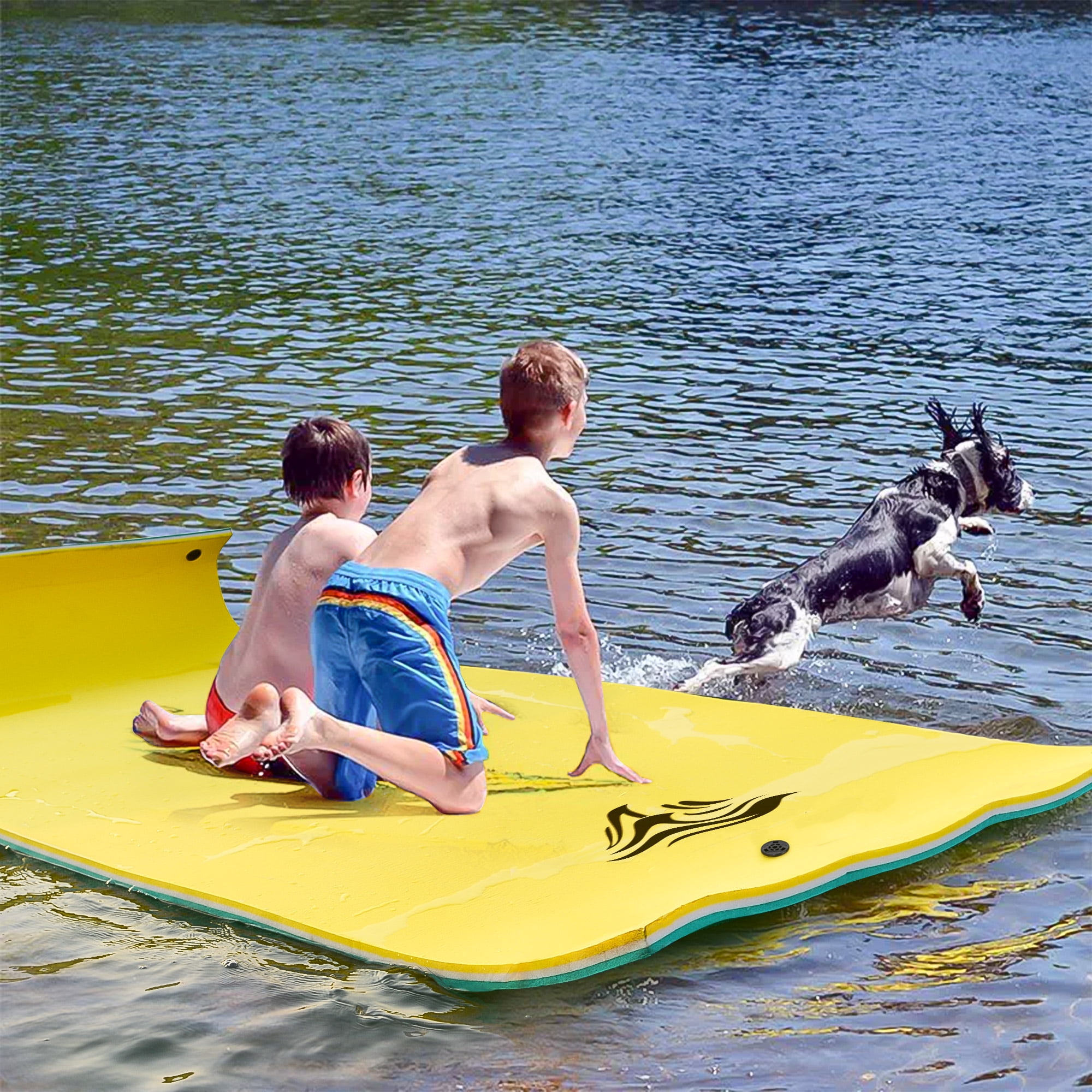CIPACHO 3-Layer XPE Floating Water Mat with Storage Straps, 12' x 6', Yellow CIPACHO 3-Layer XPE Floating Water Mat with Storage Straps, 12' x 6', Yellow
