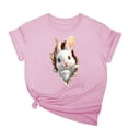 thumbnail image 1 of Tops de Cuello Alto para las Mujeres Amante Impreso Camiseta Cuello Redondo Manga Corta, Poliéster Spandex, 1 of 6