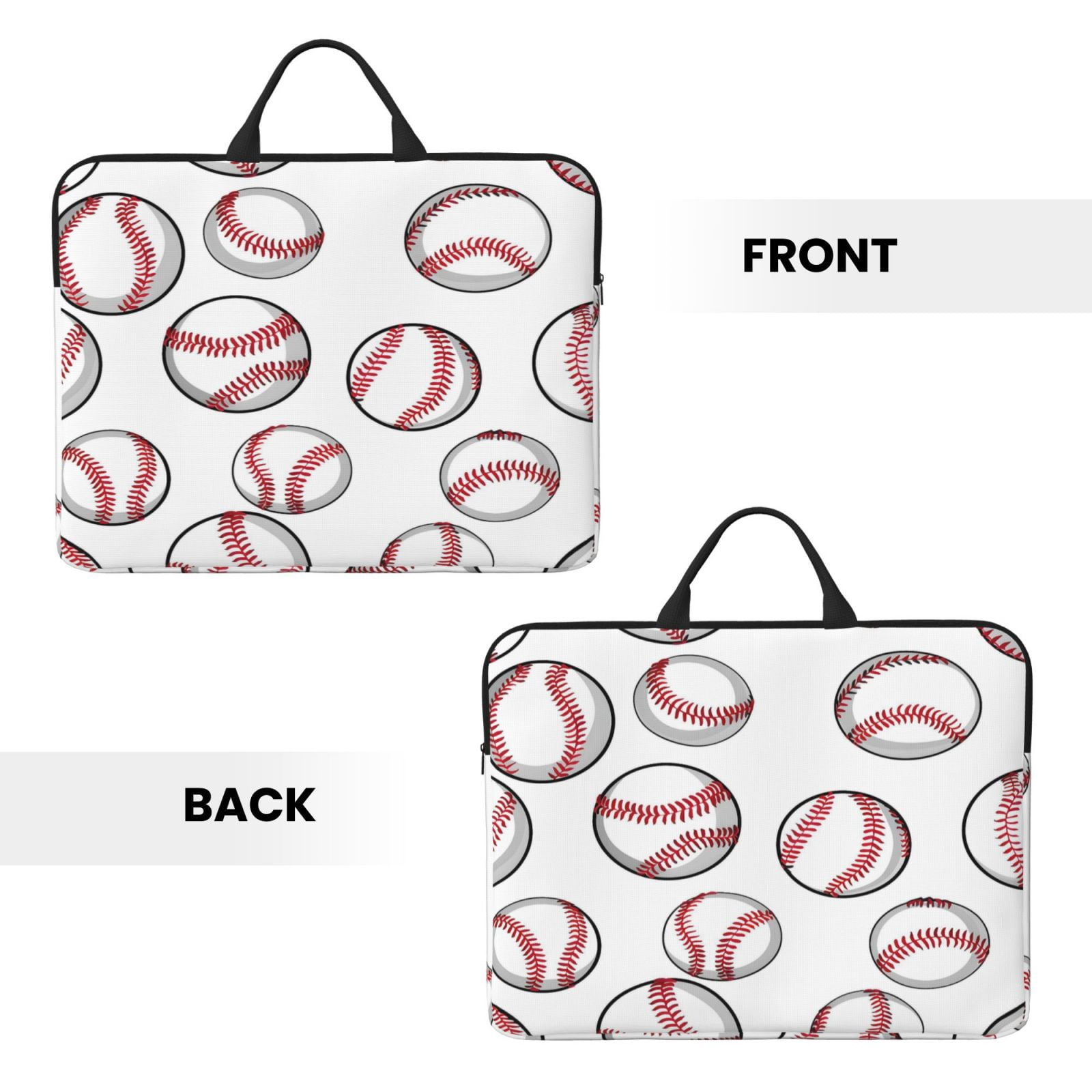 Laptop Sleeve Bag For Women Men 14inch Waterproof Durable Protective Computer Carrying Cover Handle Laptop Case Bag White Baseballs With Classic Red Stitching Subtle Dynamic Motion Lines