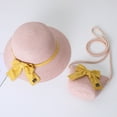 thumbnail image 5 of 56-58cm hat circumference female summer straw hat and straw bag two-piece bow cute beach hat sun hat - pink, 5 of 5