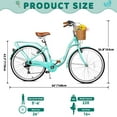 thumbnail image 4 of Gaonala 26 inch Cyan Cruiser Bike for Women with Basket  7-Speed Hybrid Beach City Commute Bicycle, 4 of 7