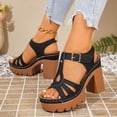 thumbnail image 5 of KIJBLAE Women's Chunky Heel Gladiator Sandals, Open-Toe Cutout with Buckle, Plus Size Gothic Comfort Footwear Black 41, 5 of 9