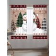 thumbnail image 5 of Christmas Snowman Sheer Curtains 63 Inch Long 2 Panels, Xmas Tree Snowflake Wood Grain Light Filtering Rod Pocket Semi Sheer Curtains, Sheer Voile Drapes for Living Room Bedroom, 52"x63", 5 of 5