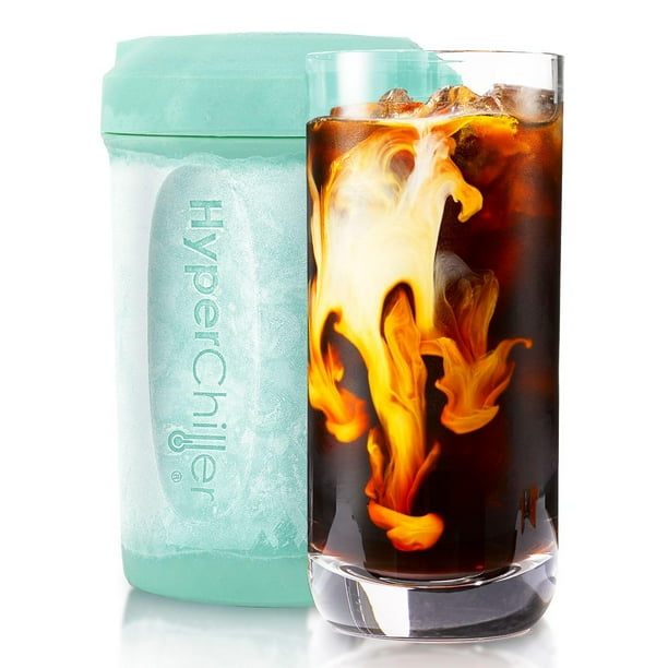 HyperChiller HC1 Enfriador de bebidas/café helado patentado, ¡NUEVO, MEJORADO, MÁS FUERTE Y MÁS DURADERO! Listo en un minuto, reutilizable para té helado, vino, licores, alcohol, jugo, 12.5 oz, menta