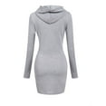 thumbnail image 4 of LYXSSBYX Womens Casual Dresses with Sleeves Womens Long Sleeve Solid Patchwork Round Neck Casual Long Hooded Sweatershirt Dress, 4 of 7