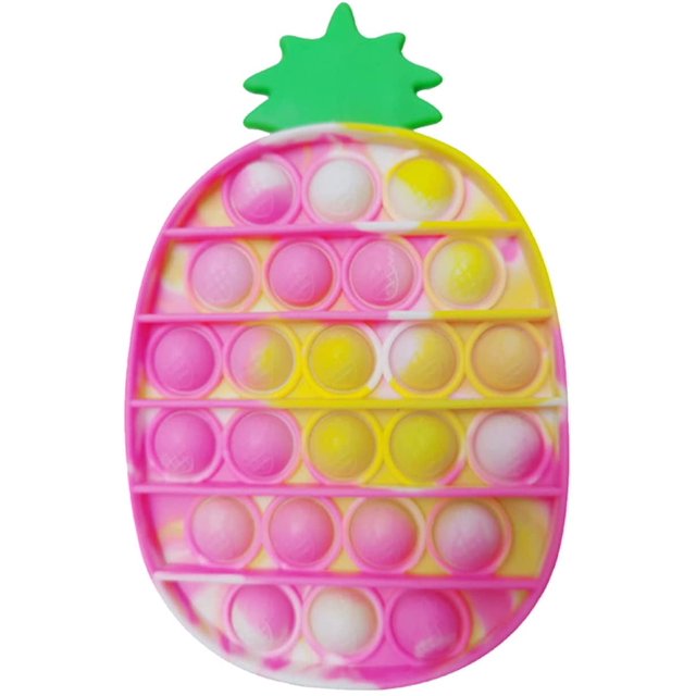 Rainbow Pineapple Shape Push Bubble Sensory Fidget Toy, Pineapple Shaped Silicone Popping It Fidget Sensory Toy, Push Bubble It Pop Fidgets, Extrusion Pop Bubble Fidget It Toy (#05, 1PC)