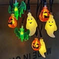 thumbnail image 2 of 8 modos de luces de cadena de calabaza de Halloween (calabaza fantasma de murciélago verde 1,5 m 10 LED), 2 of 3