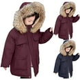 thumbnail image 5 of Mercatoo Girls Winter Coat Insulated Long Quilted Puffer Jacket Teen Windproof Warm Hooded Parka 𝐒now Coats with Fuzzy Trim, 5 of 5