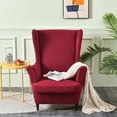 thumbnail image 4 of Eurhowing 2-Piece Wingback Chair Slipcovers with Cushion Cover, Stretch Elastic Jacquard Armchair Cover for Living Room, Furniture Protector for Pets, Kids, Burgundy, 4 of 13