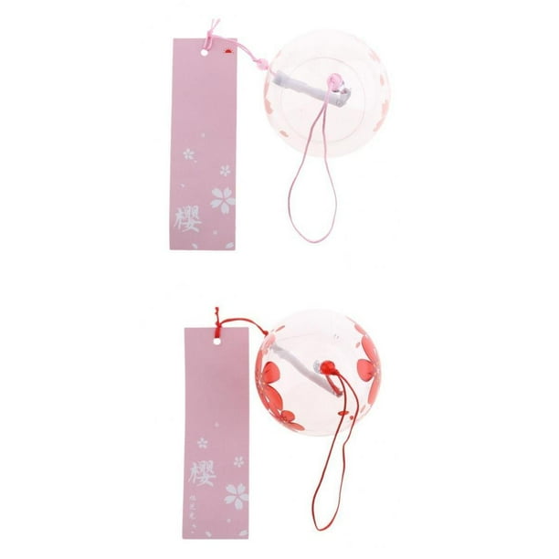 Campanas de viento japonesas Campanas de viento de flores románticas Colgante de estilo japonés de vidrio hecho a mano para regalo de cumpleaños Decoraciones para el hogar al aire Rosa+Rojo shamjiam Campanas de viento japonesas