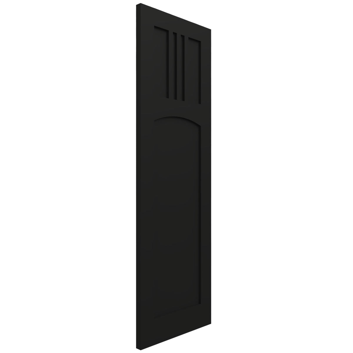Ekena Millwork 15"W x 35"H True Fit PVC San Miguel Mission Style Fixed Mount Shutters, Black (Per Pair - Hardware Not Included)