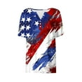 thumbnail image 4 of Qetyuw Women's Independence Day Shirts Summer Patriotic American Flag Print Tshirts Tunic Short Sleeve Tees Comfortable V Neck Buttons Blouses Tops Blouses for Women Dressy Casual, 4 of 5