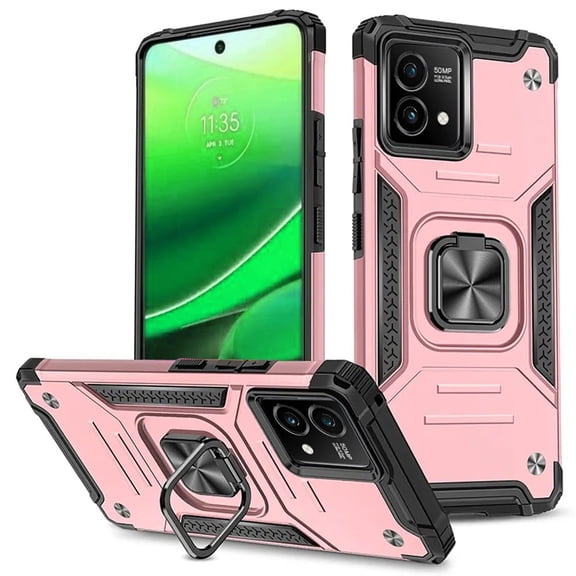 For Motorola Moto G STYLUS 5G 2023 Robust Kickstand Phone Case Cover Tempered Glass - Rose Gold