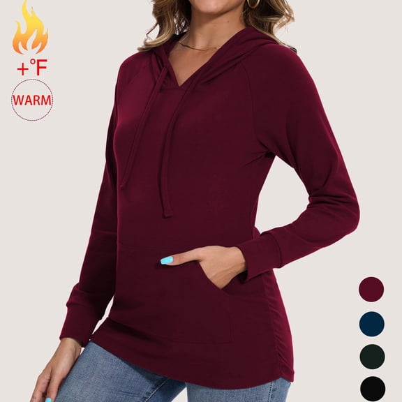 Bearsland Women's Fleece Maternity Hoodie Long Sleeves Warm Shirt Casual Vneck Top Sweatshirt Tunics Pregnancy Clothes Winter