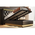 thumbnail image 2 of Twin Bed Frame: Black PU Upholstered, LED Lights, USB Charging, Hydraulic Storage, 81"x44", Bedroom Furniture. Modern Design, Easy Assembly., 2 of 38
