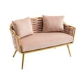 thumbnail image 6 of Velvet Loveseat with Two Pillows, Upholstered Leisure Armchair with Metal Legs, Barrel Accent Chair for Living Room, Bedroom, Office, Pink, 6 of 7