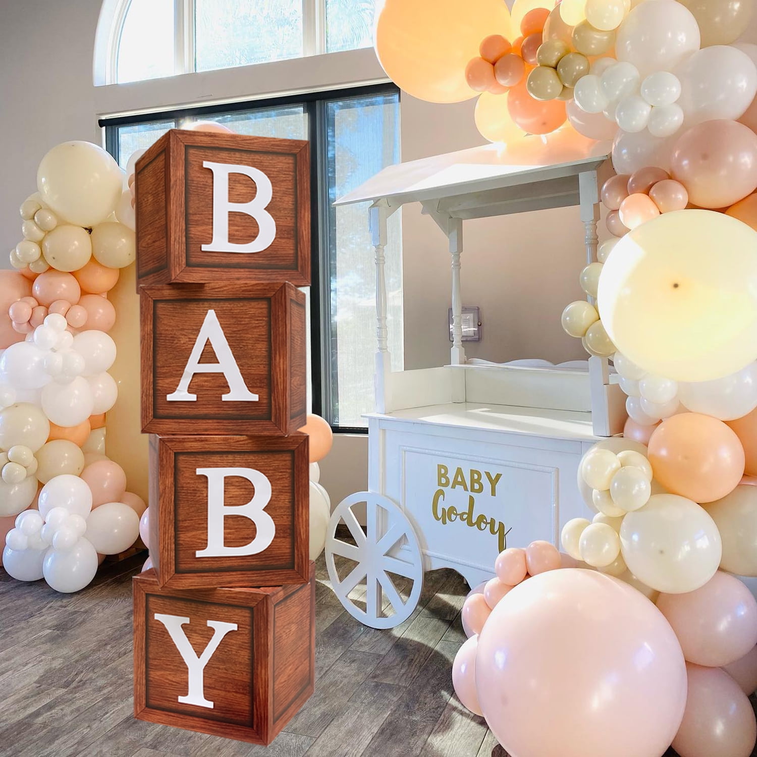 Baby Shower Boxes Balloons Decorations CUTEUP Baby Boxes with Letters for Boy Girl Baby Shower/ Gender Reveal/ Birthday Baby Boxes Decorations with with 4 Pcs Clear Baby Blocks and 8 Pcs letters 
