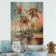 thumbnail image 2 of Designart "Tropical Minimalism Palm Trees wall art" Floral Print on Natural Pine Wood, 2 of 5