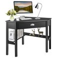 thumbnail image 1 of Costway Triangle Computer Desk Corner Office Desk Laptop Table w/ Drawer Shelves Rustic, 1 of 8