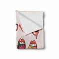 thumbnail image 2 of Lips Soft Flannel Fleece Throw Blanket, Closeup Fleshy Lips Biting Strawberry Pierced Tongue Teeth with Braces Juicy Fruits, Cozy Plush for Indoor and Outdoor Use, 60" x 80", Multicolor, by Ambesonne, 2 of 6