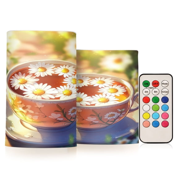 BZSMCE Flameless Candles LED Lights Chamomile Tea with Flowers Creativity Battery Candles