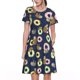 thumbnail image 1 of Easygdp Sloth with Donuts para Vestido Transpirable de Mujer, Vestido Suelto de Manga Corta con Pliegues y Bolsillos para el Verano, 1 of 6