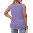thumbnail image 3 of VOGRACE Womens Plus Size Tank Tops Summer Square Neck Pleated Flowy Floral Shirts Purple 3XL, 3 of 7