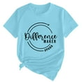 thumbnail image 2 of Tittly T Shirts for Women Tshirts Shirts Women's Difference Maker Para Printed T Shirt Cotton Round Neck Casual Short Sleeves Graphic Tees Summer Tops Light Blue S, 2 of 4