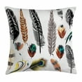 thumbnail image 1 of Feather House Decor Throw Pillow Cushion Cover, Set of Detailed Big and Small Several Bird Feathers in Vibrant Colors Boho, Decorative Square Accent Pillow Case, 18 X 18 Inches, Multi, by Ambesonne, 1 of 2