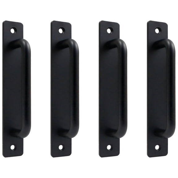 4 Pcs Barn Door Handles, Black Door Pulls Handle, Aluminum Alloy Sliding Closet Door Handle, Comfortable Grip for Doors, Windows, Cabinets, Drawers