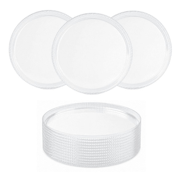 16" Clear Round Plastic Serving Tray – Textured Heavy-Duty Platter for Appetizers, Desserts, Fruit, Catering & Events - 1 Pack