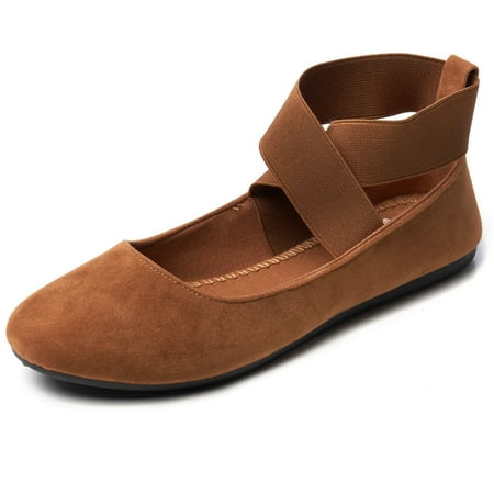 Omagie Peony Womens Ballet Flats Elastic Ankle Strap Shoes Slip On Loafers