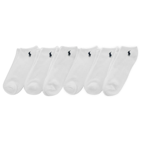 Polo Ralph Lauren Men's Classic Sport Solid Low Cut Sock 6 Pack, White, Men's Shoe Size: 6-12.5, White, 6-12.5