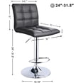 thumbnail image 6 of HOMEKOKO Modern Square PU Leather Adjustable Bar Stools with Back, Counter Height Swivel Stool by Leopard, 1 Chair (Black), 6 of 8