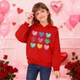 thumbnail image 4 of Red Girls Graphic Hoodie with Colorful Hearts Print | Oversized Pullover Casual Sweatshirt for Kids & Youth 4-14 Years,Size 9 T, 4 of 8