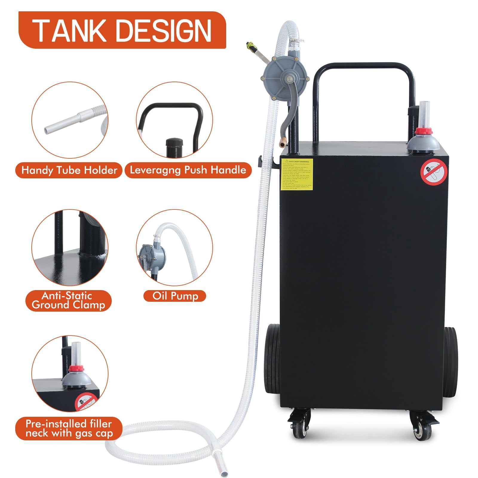 Fuel Caddy, 45/50 Gallon Gas Storage Tank, Portable Fuel Storage Tank with 4 Wheels for Cars Lawn Mowers ATVs Boats Motorcycles