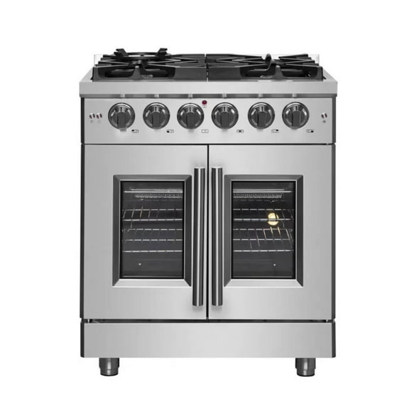Forno Massimo 30-Inch Freestanding French Door Gas Range, 4 Burners, Convection Oven, Energy Efficient