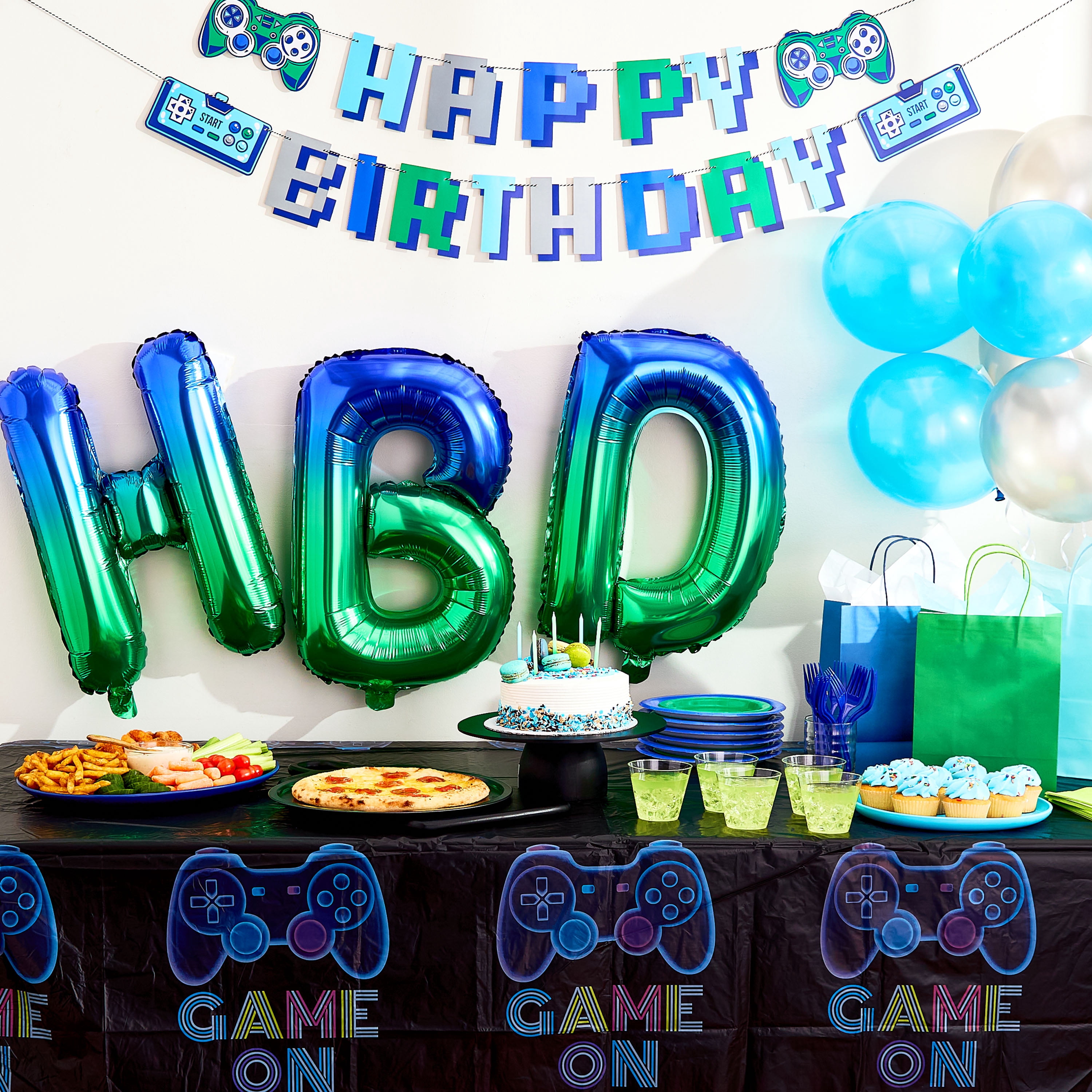 Blue/Green Ombre Happy Birthday Foil Balloon Banner, by Way To Celebrate