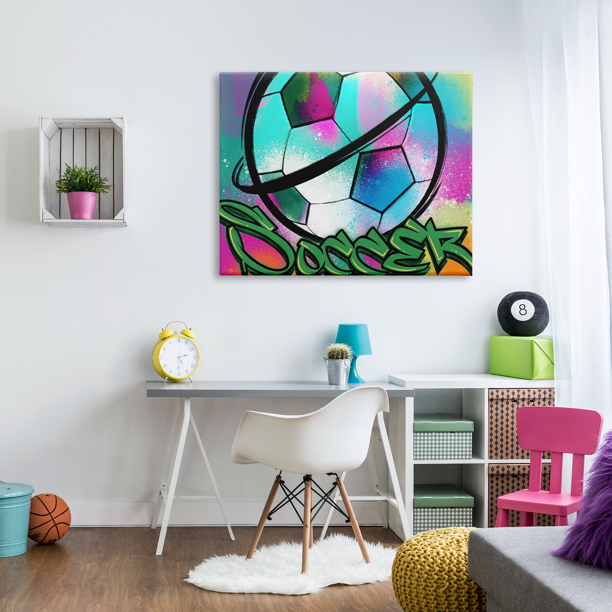Stupell Industries Urban Sports Soccer Ball Abstract Painting Gallery Wrapped Canvas Art Print Wall Art, 48 x 36